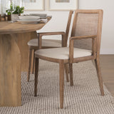 Clara Cream/Light Brown Cane Back Dining Side Chair - Ornate Home