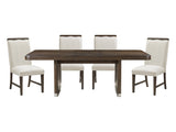 Clara Wire-Brushed Brown/Beige 5-Piece Dining Table Set - Ornate Home