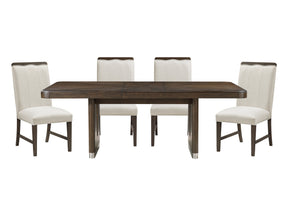 Clara Wire-Brushed Brown/Beige 5-Piece Dining Table Set - Ornate Home