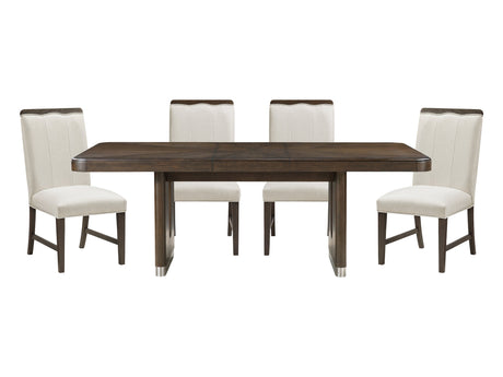 Clara Wire-Brushed Brown/Beige 5-Piece Dining Table Set - Ornate Home