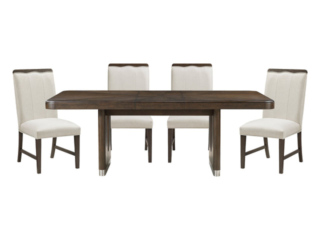 Clara Wire-Brushed Brown/Beige 5-Piece Dining Table Set - Ornate Home