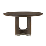 Clara Wire-Brushed Brown/Beige 5-Piece Round Dining Table Set - Ornate Home