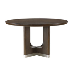 Clara Wire-Brushed Brown/Beige 5-Piece Round Dining Table Set - Ornate Home