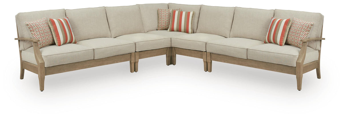Clare View Beige 5-Piece Outdoor Sectional - Ornate Home