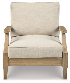 Clare View Beige Outdoor Loveseat and 4 Lounge Chairs - Ornate Home