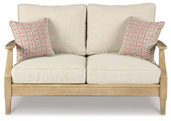 Clare View Beige Outdoor Loveseat and 4 Lounge Chairs - Ornate Home