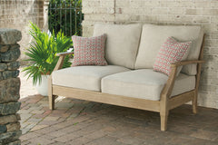 Clare View Beige Outdoor Loveseat and 4 Lounge Chairs - Ornate Home