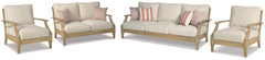 Clare View Beige Outdoor Sofa, Loveseat and 2 Lounge Chairs - Ornate Home
