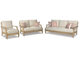 Clare View Beige Outdoor Sofa, Loveseat and Lounge Chair - Ornate Home
