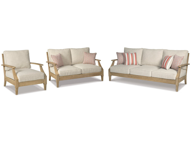 Clare View Beige Outdoor Sofa, Loveseat and Lounge Chair - Ornate Home