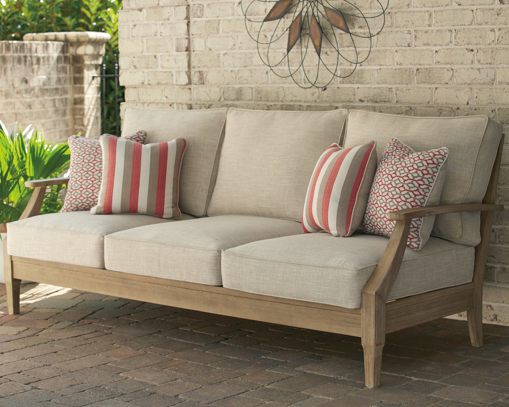 Clare View Beige Outdoor Sofa, Loveseat and Lounge Chair - Ornate Home
