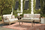 Clare View Beige Outdoor Sofa, Loveseat and Lounge Chair - Ornate Home