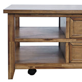 Claremont Light Brown Castered Storage Cocktail Table - Ornate Home