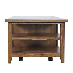 Claremont Light Brown Castered Storage Cocktail Table - Ornate Home