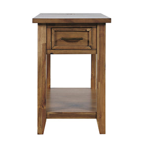 Claremont Light Brown Chairside Table with Power Unit - Ornate Home