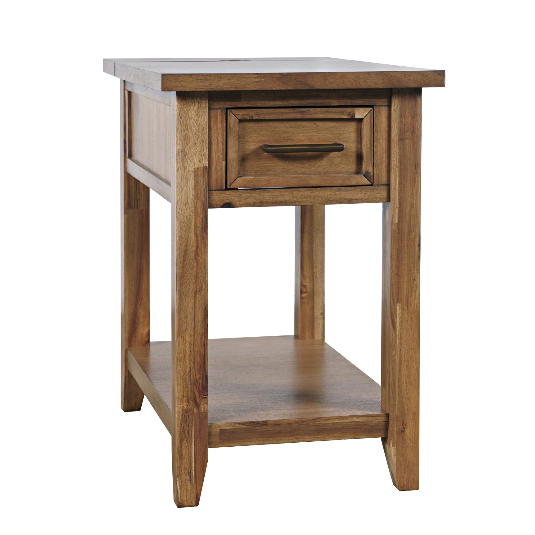 Claremont Light Brown Chairside Table with Power Unit - Ornate Home