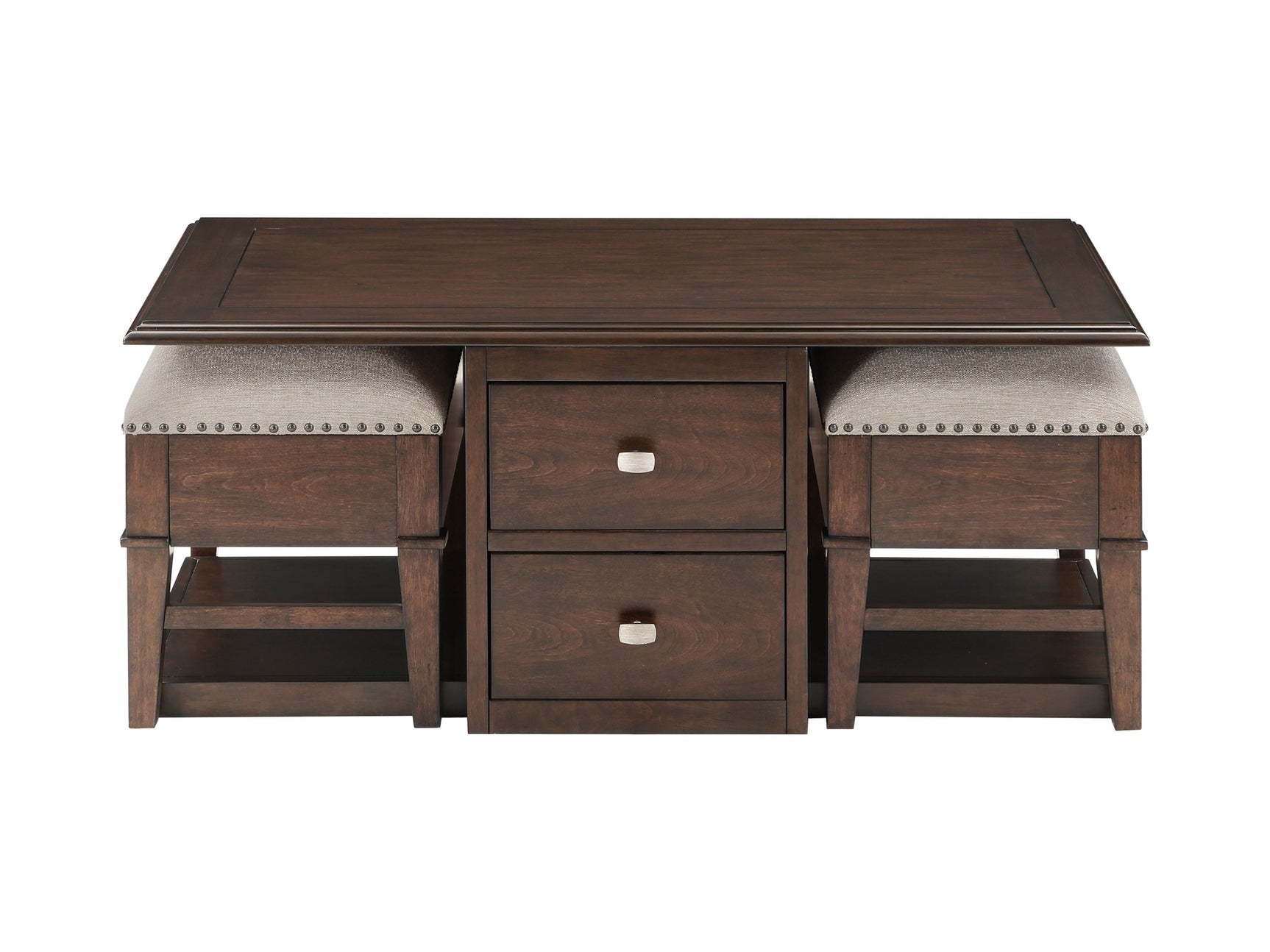 Claremore Brown Cocktail Table with Two Ottomans - Ornate Home