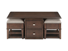 Claremore Brown Cocktail Table with Two Ottomans - Ornate Home