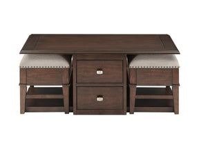 Claremore Brown Cocktail Table with Two Ottomans - Ornate Home