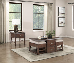 Claremore Brown Cocktail Table with Two Ottomans - Ornate Home