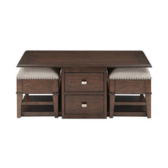 Claremore Brown Cocktail Table with Two Ottomans - Ornate Home