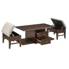 Claremore Brown Cocktail Table with Two Ottomans - Ornate Home