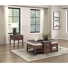 Claremore Brown Cocktail Table with Two Ottomans - Ornate Home