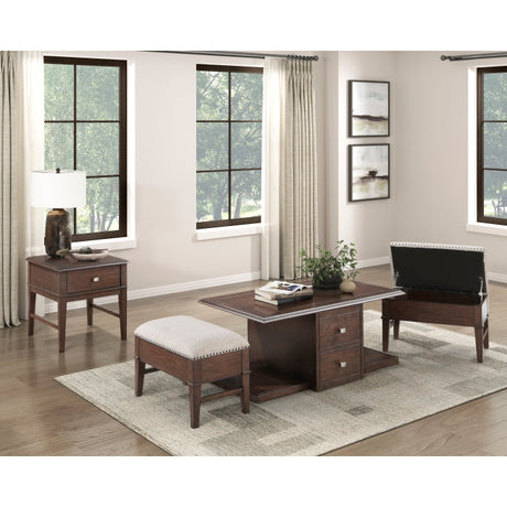 Claremore Brown Cocktail Table with Two Ottomans - Ornate Home