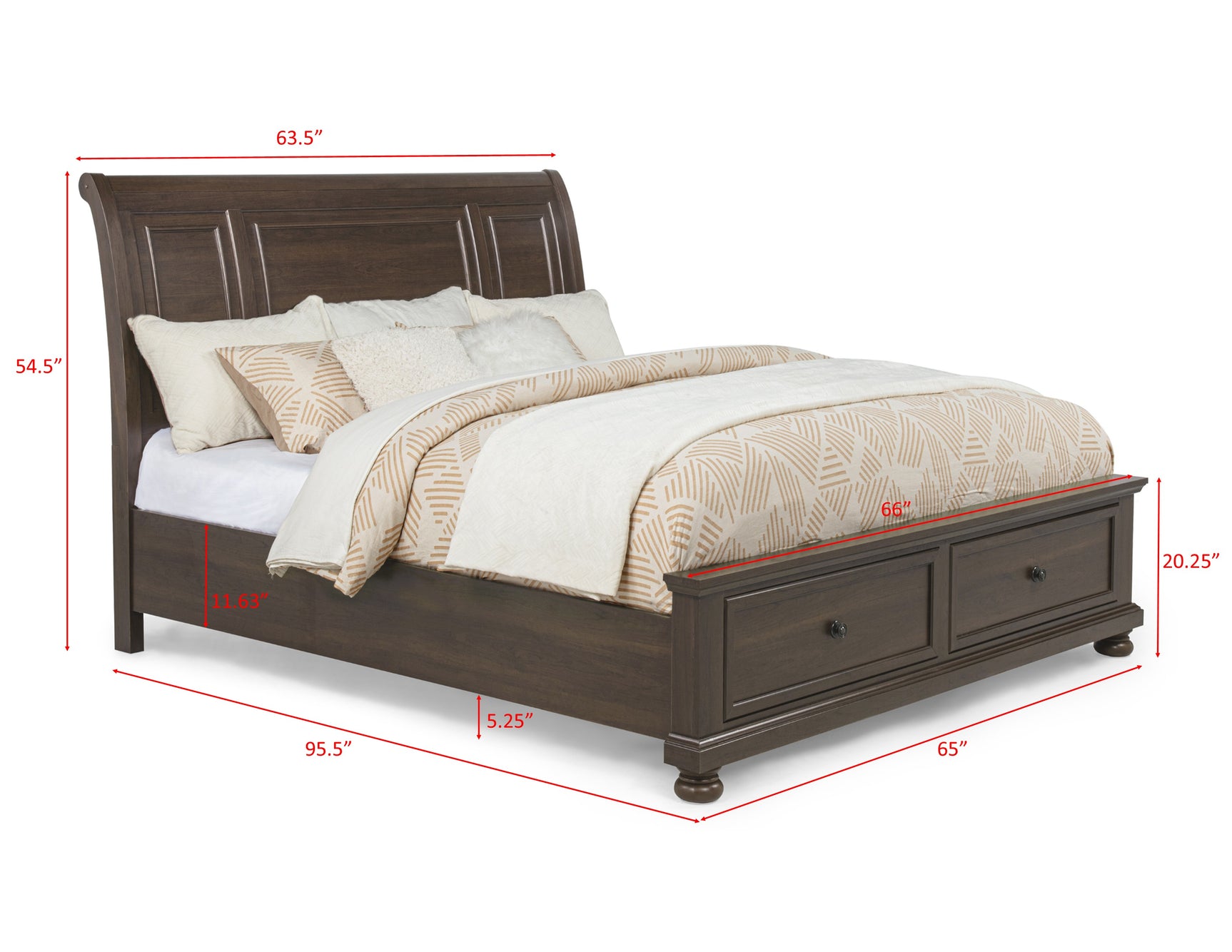 Claribelle Brown Queen Storage Sleigh Bed - Ornate Home