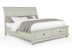 Claribelle White King Sleigh Bed with Storage Footboard - Ornate Home
