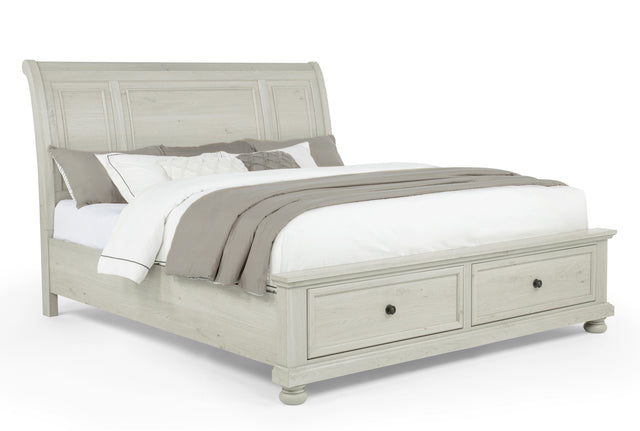 Claribelle White King Sleigh Bed with Storage Footboard - Ornate Home