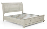 Claribelle White King Sleigh Bed with Storage Footboard - Ornate Home