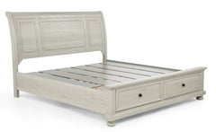 Claribelle White King Sleigh Bed with Storage Footboard - Ornate Home