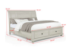 Claribelle White King Sleigh Bed with Storage Footboard - Ornate Home