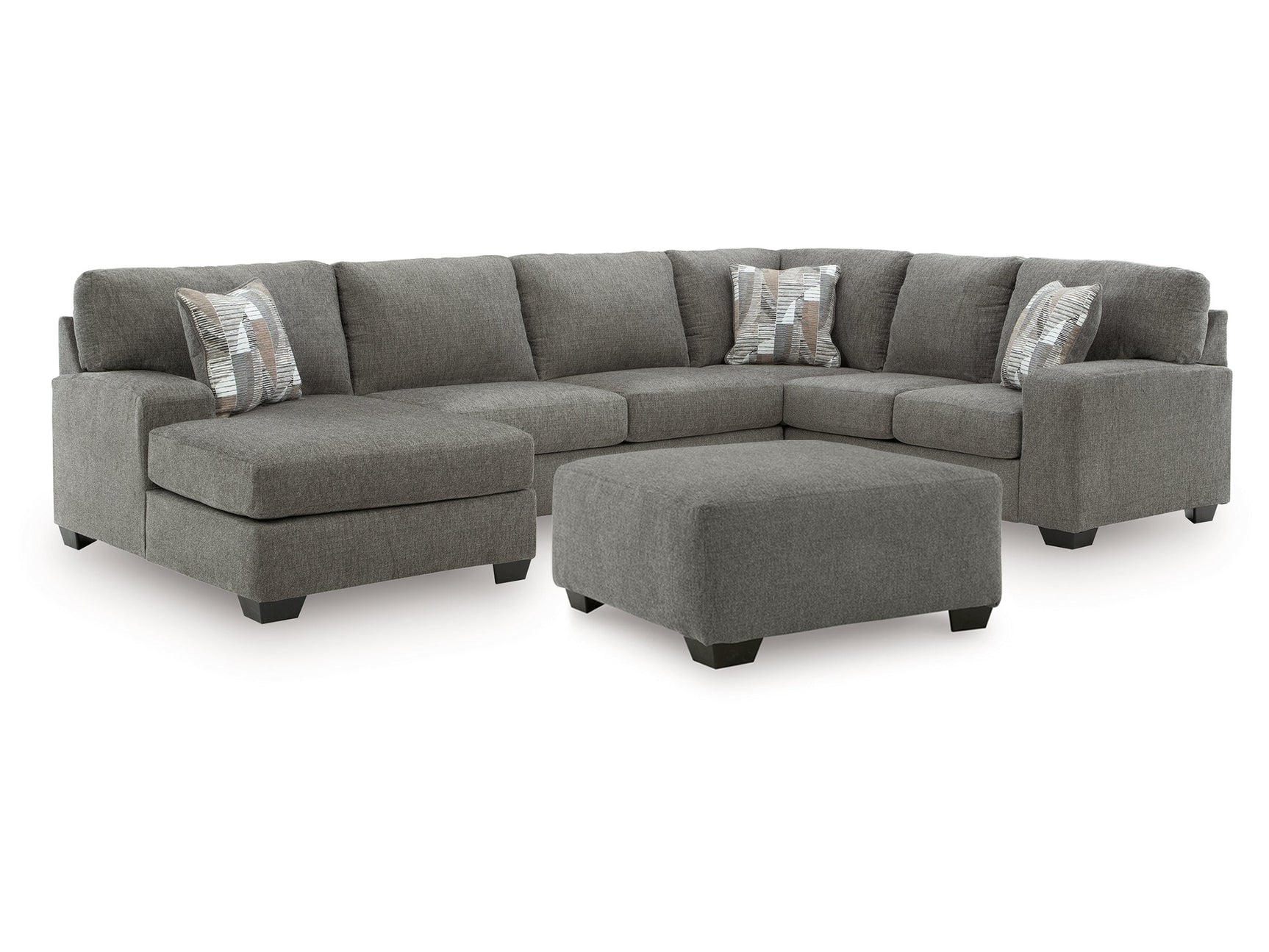 Clarington Greystone 3-Piece Sectional and Oversized Ottoman - Ornate Home