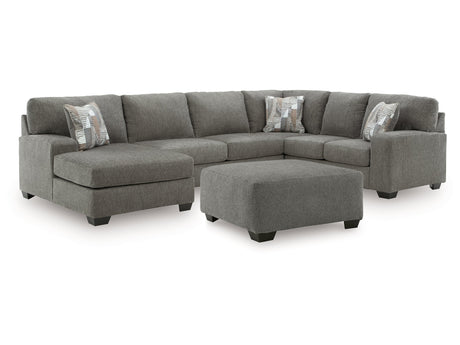 Clarington Greystone 3-Piece Sectional and Oversized Ottoman - Ornate Home