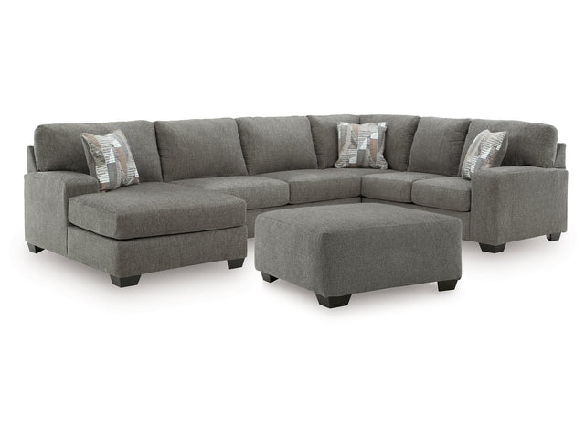Clarington Greystone 3-Piece Sectional and Oversized Ottoman - Ornate Home