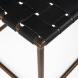 Clarissa Black/Gold Leather Woven Seat Stool - Ornate Home