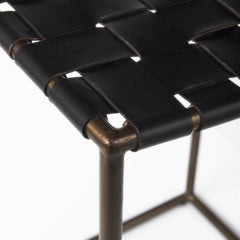 Clarissa Black/Gold Woven Leather Seat Counter Stool - Ornate Home