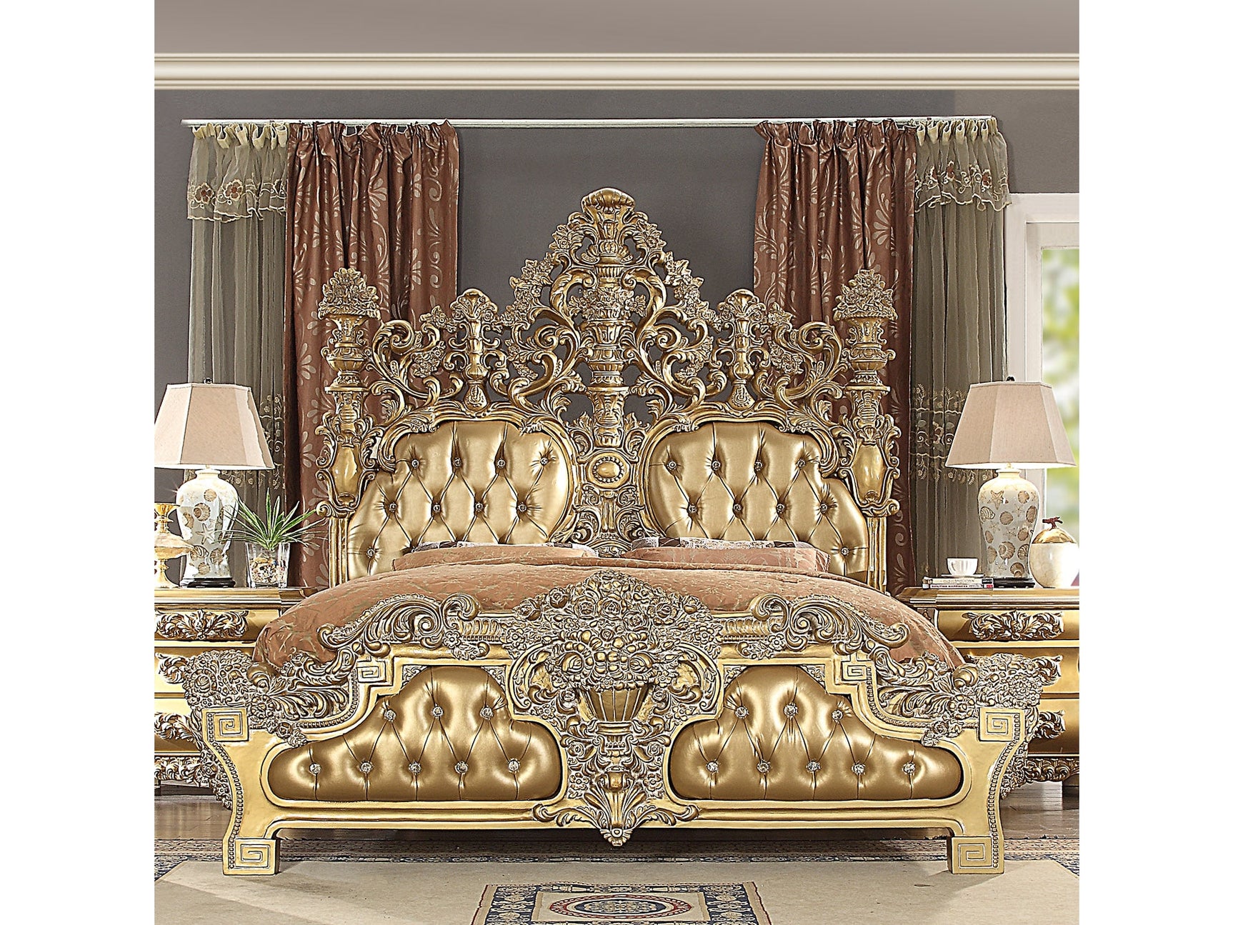 Clarissa Bright Gold Eastern King Bed  / HD-8016 - Ornate Home