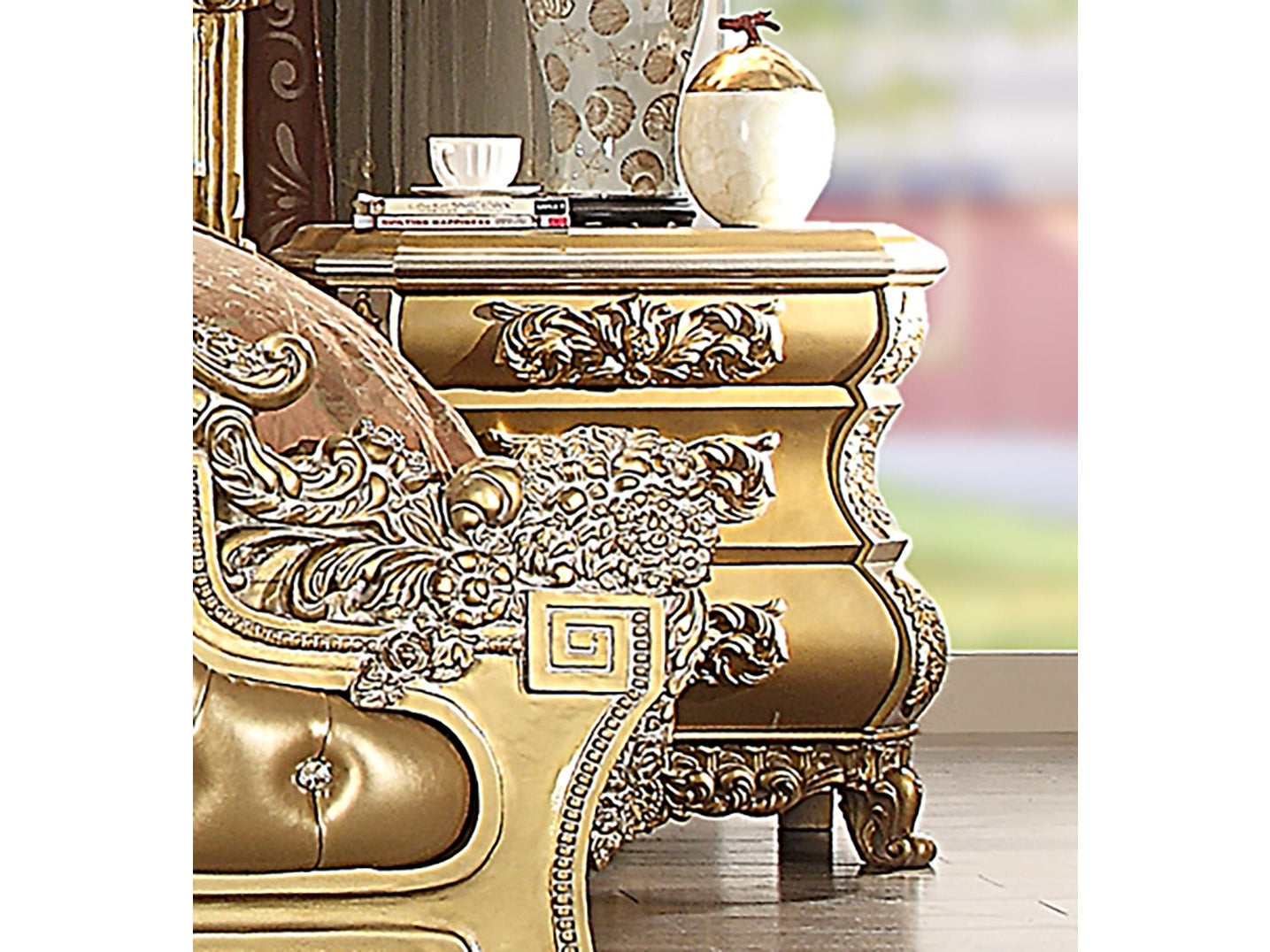 Clarissa Bright Gold Nightstand  / HD-8016 - Ornate Home