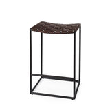 Clarissa Dark Brown/Black Woven Leather Seat Counter Stool - Ornate Home