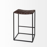 Clarissa Dark Brown/Black Woven Leather Seat Counter Stool - Ornate Home