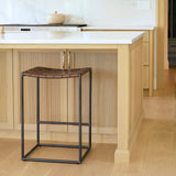 Clarissa Dark Brown/Black Woven Leather Seat Counter Stool - Ornate Home
