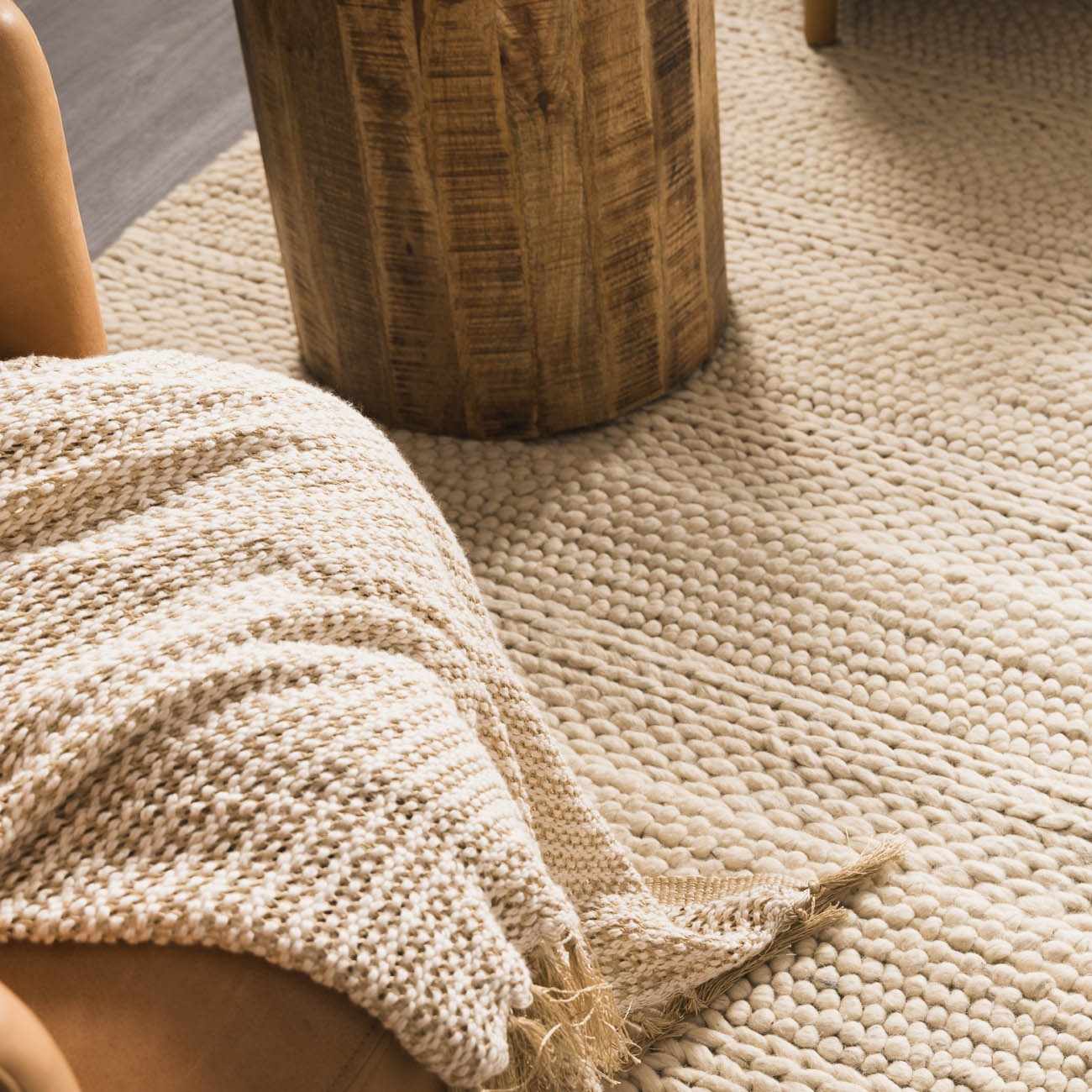 Clarke Beige Textured Wool Rug - Ornate Home