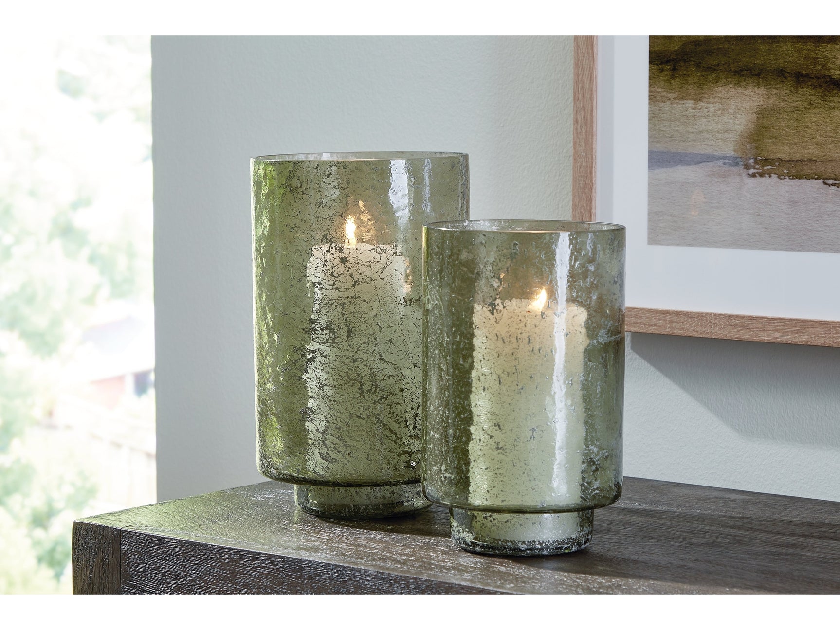 Clarkton Green Candle Holder Set (Set of 2) (Online Special Price) - Ornate Home