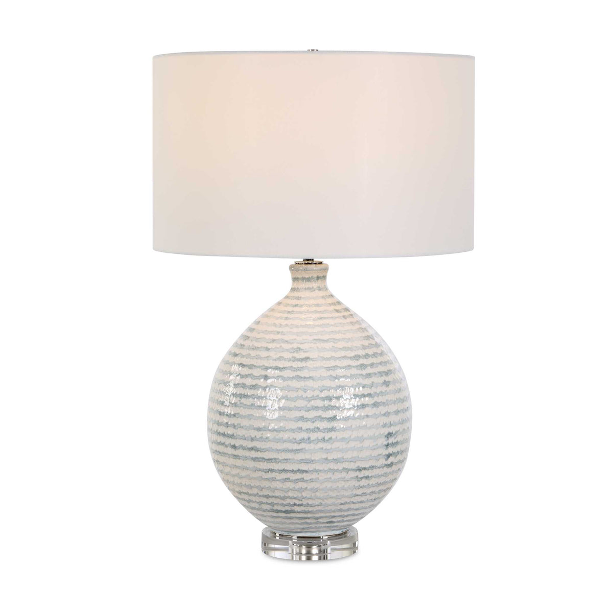 Clary Gray/White Horizontally Striped Table Lamp - Ornate Home