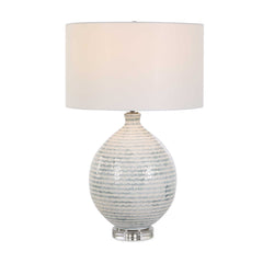 Clary Gray/White Horizontally Striped Table Lamp - Ornate Home