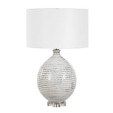 Clary Gray/White Horizontally Striped Table Lamp - Ornate Home