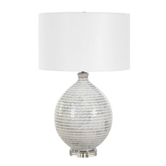 Clary Gray/White Horizontally Striped Table Lamp - Ornate Home